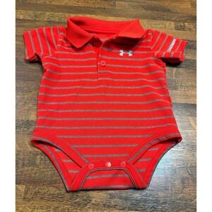 Under Armour boys striped polo onesie.  Size 3-6 months golf buddy, preppy style